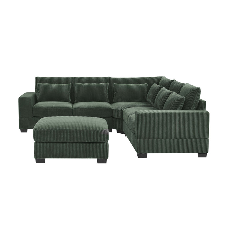 Canapé modulaire Laguna, Velours côtelé vert