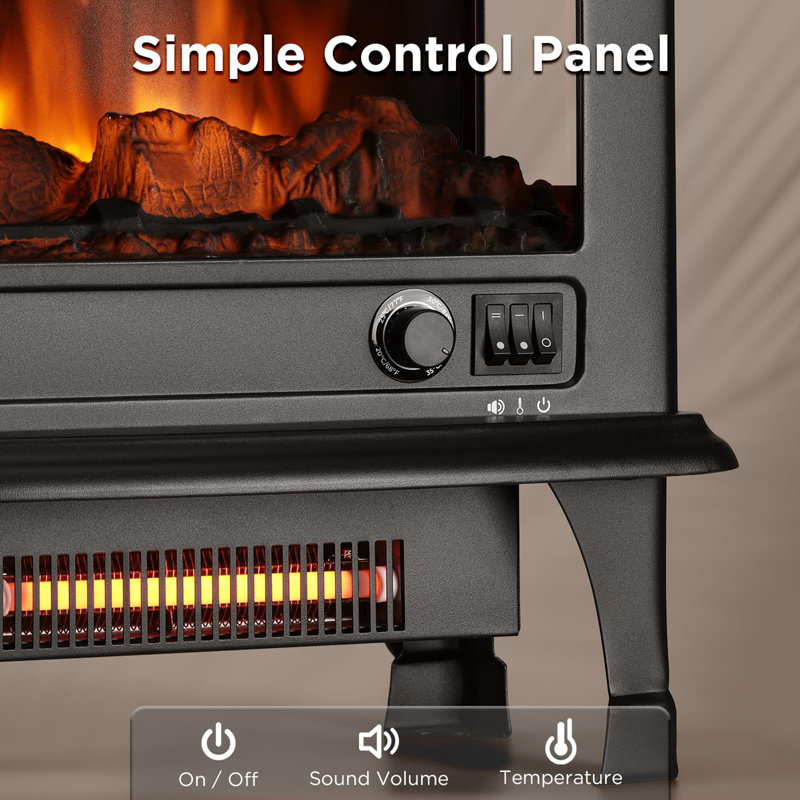 20” Electric Fireplace Stove Heater with Realistic Flame