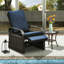 Chaise longue d'extérieur en aluminium et rotin tissé (avec coussin bleu marine)-486632584