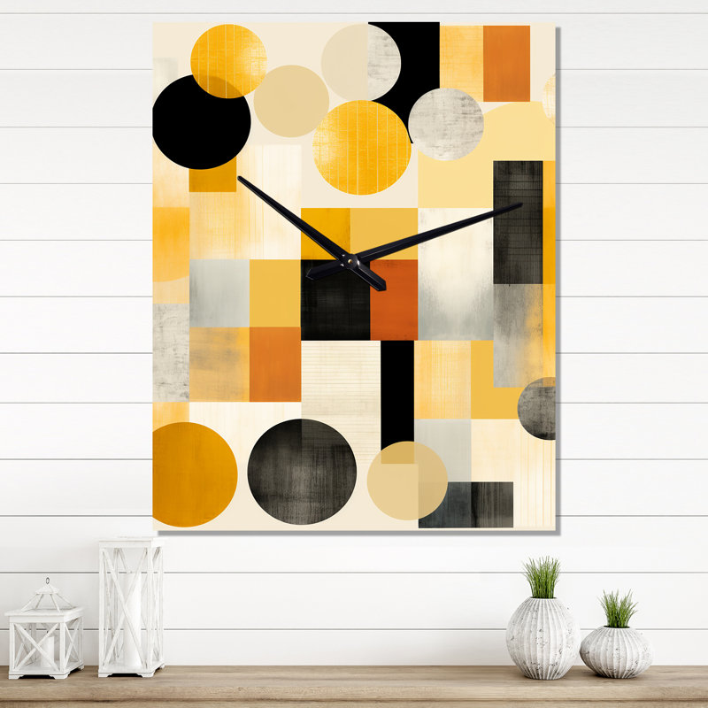 Horloge murale abstraite Mid-Century, Médium