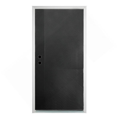 36 x 80 Antique Black Finished Fiberglass Entry Door Right Hand Inswing Fiberglass Door With White 4-9/16 Vinyl Frame