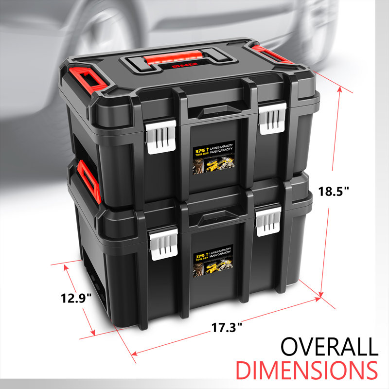 2pcs Tool Boxes Set - Lockable Organizer Storage Portable Toolbox for Workshop Garage & Household
