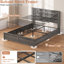 Structure de lit avec tête de lit avec rangement (4 tiroirs de rangement sur le corps du lit et éclairage DEL) - Plateforme de support de matelas en métal antidérapante et sans bruit + Base de lattes en métal robuste-536792467