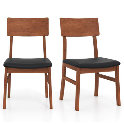 Dining Chairs Set of 2 with Rubber Wood Legs & Upholstered Seat Curved Backrest by Ebern Designs