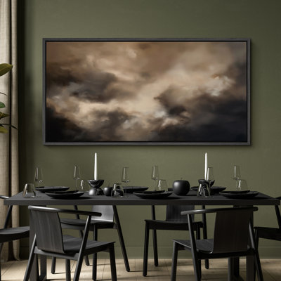 Dark Brown Abstract Strokes Effect - Oversized Framed Wall Decorations Canvas Print