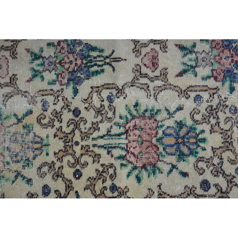 Tapis de 2 pi x 4,3 pi, tapis tissés à plat, tapis turc, tapis rétro, tapis vert Oushak