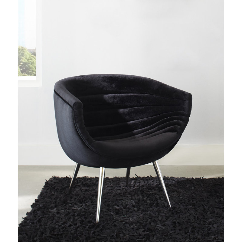 Fauteuil demi-tonneau 28 po Nouveau, Mélange de polyester noir