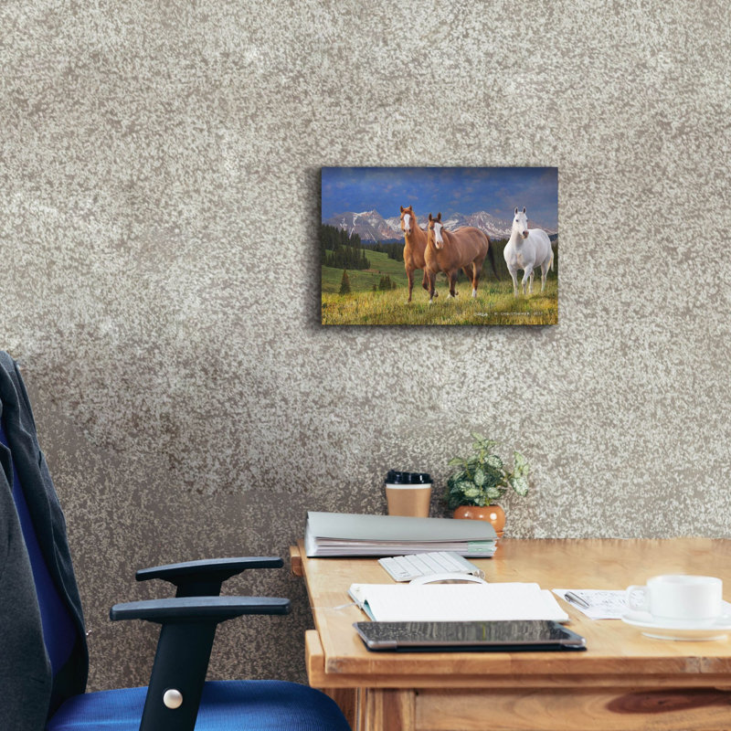 Toile épique «Three Horses At 53» par Chris Vest, 18 po x 12 po, H 12 po x l 18 po