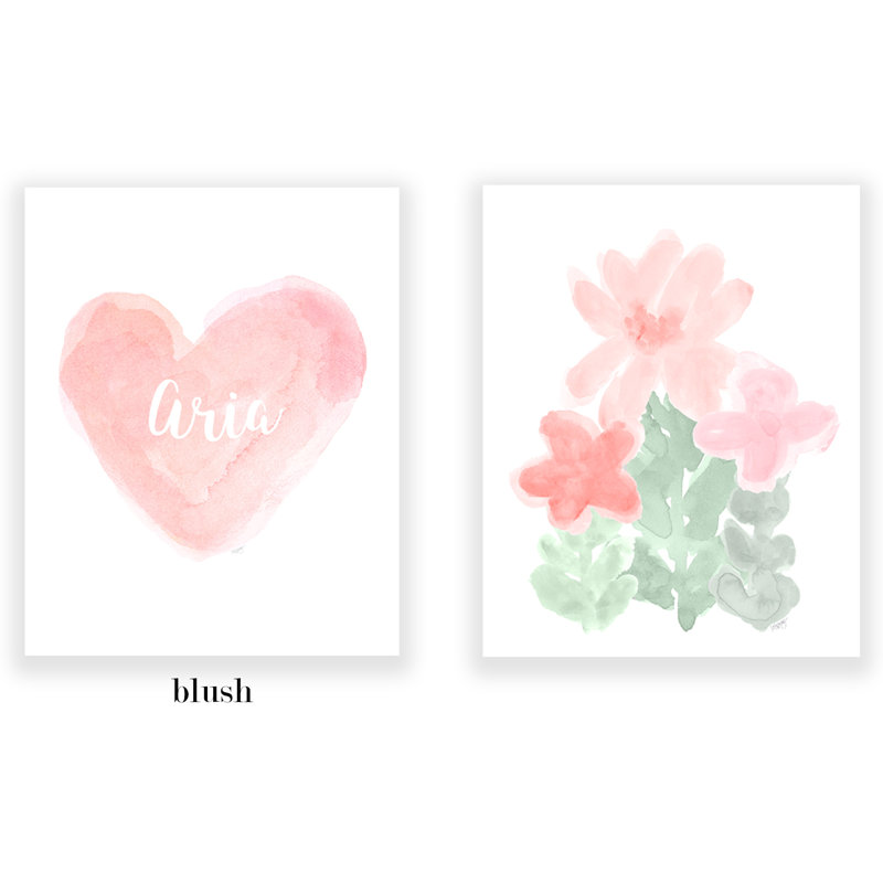 Jardin de fleurs artistique avec cœur personnalisé, impressions sur papier, H 14 po x l 11 po x P 0,06 po, Oui, Rosé