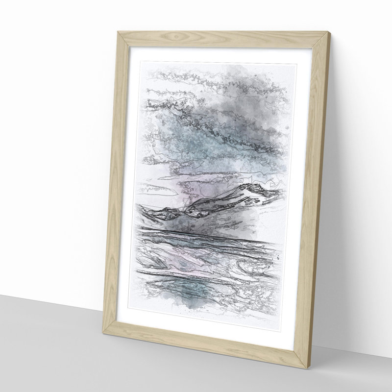 Mountain River in Italy 1 Piece Single Picture Frame Painting on MDF, 45cm H x 33cm W x 2cm D, Oak Framed