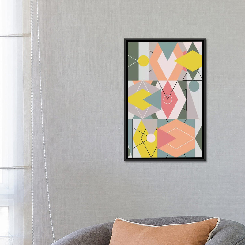 «Graphic CXLV», reproduction d'impression sur toile tendue, H 48 po x l 32 po x P 1,5 po, Toile avec cadre noir, Pas de tapis