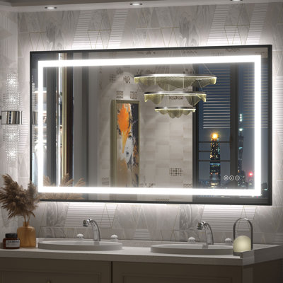 Wayfair Basics® UL Certified Front & Back LED Anti-Fog Tempered Glass Framed Bathroom/Vanity Mirror