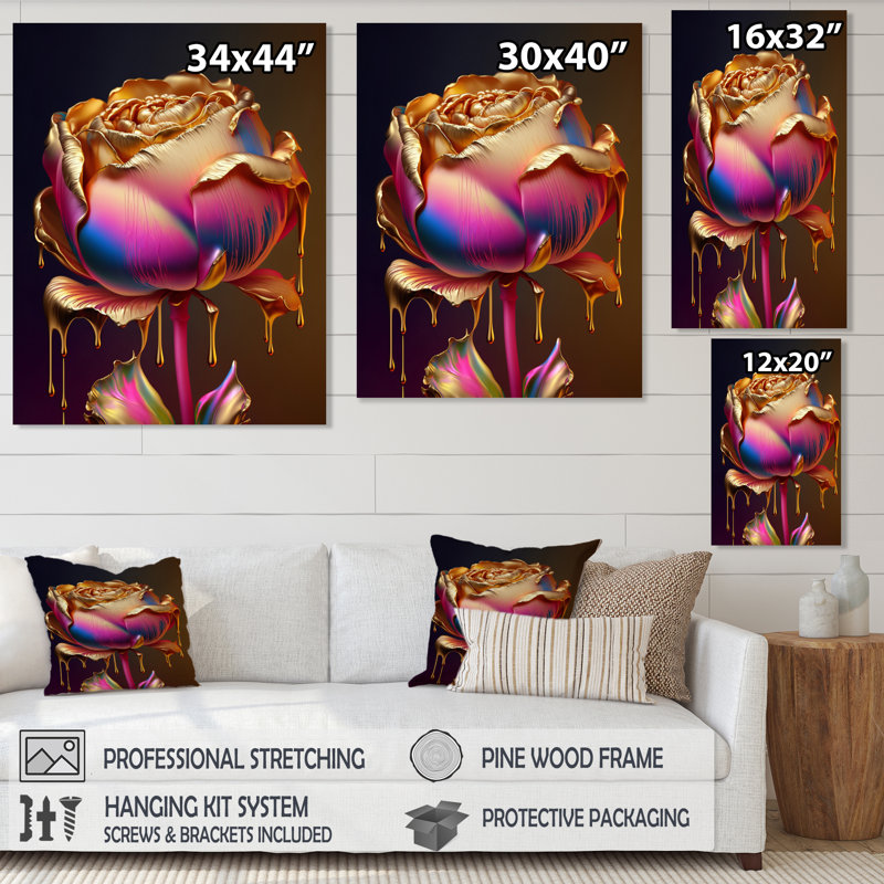 «Bromelton Rainbow Peony», impression sur toile, H 32 po x l 16 po x P 1 po, Toile tendue