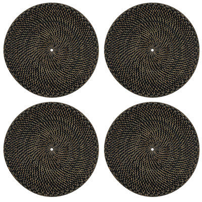  Black Rattan Charger Set of 4