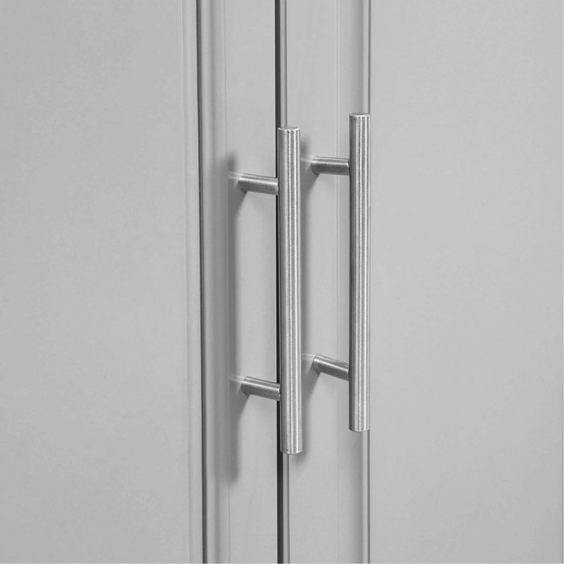 Îlot de cuisine sur roulettes avec 2 tiroirs, porte-épices, couteau et porte-serviettes, gris