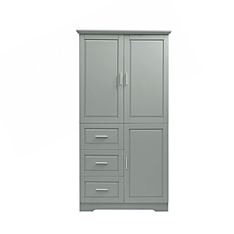 Armoire de rangement haute et large avec portes, armoire d'entrée, Gris