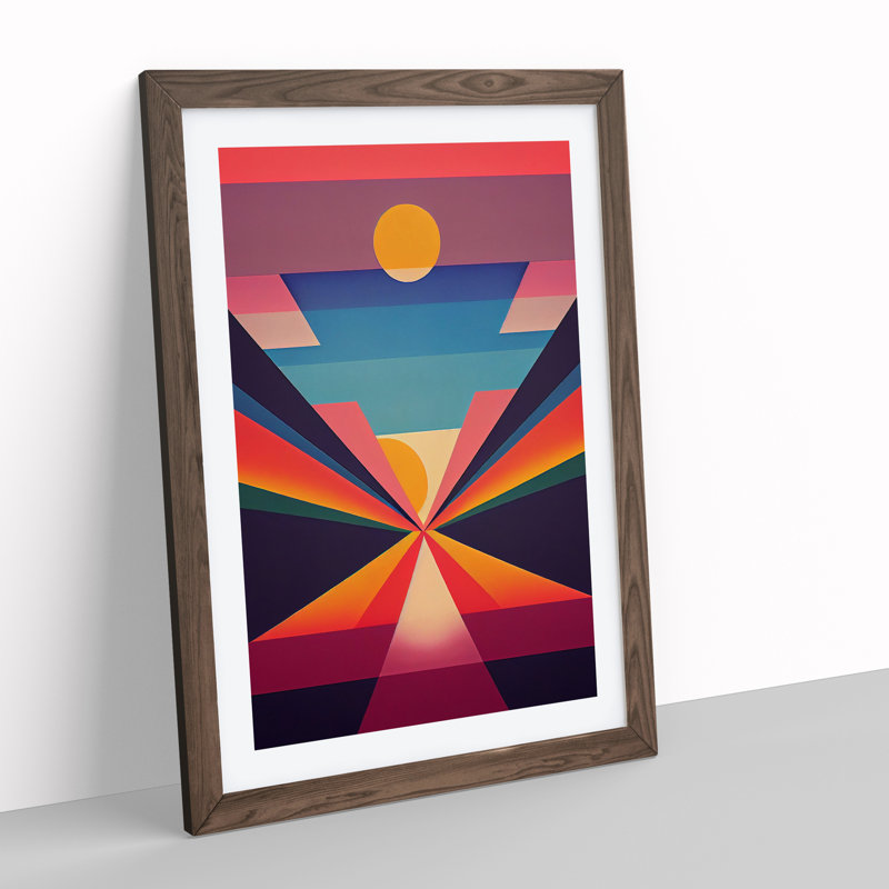 An Epic Abstract Sunset - Wall Art, 34cm H x 25cm W x 2cm D, Walnut Framed