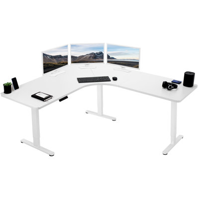 Adjustable Height L-Shaped Steel Standing Desk