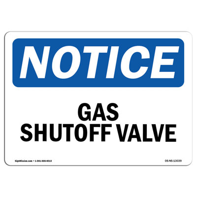 Notice Gas Shutoff Valve