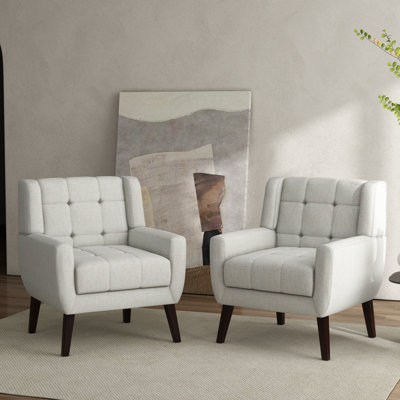 Jaqueze Upholstered Polyester Tufted Square Arm Accent chair