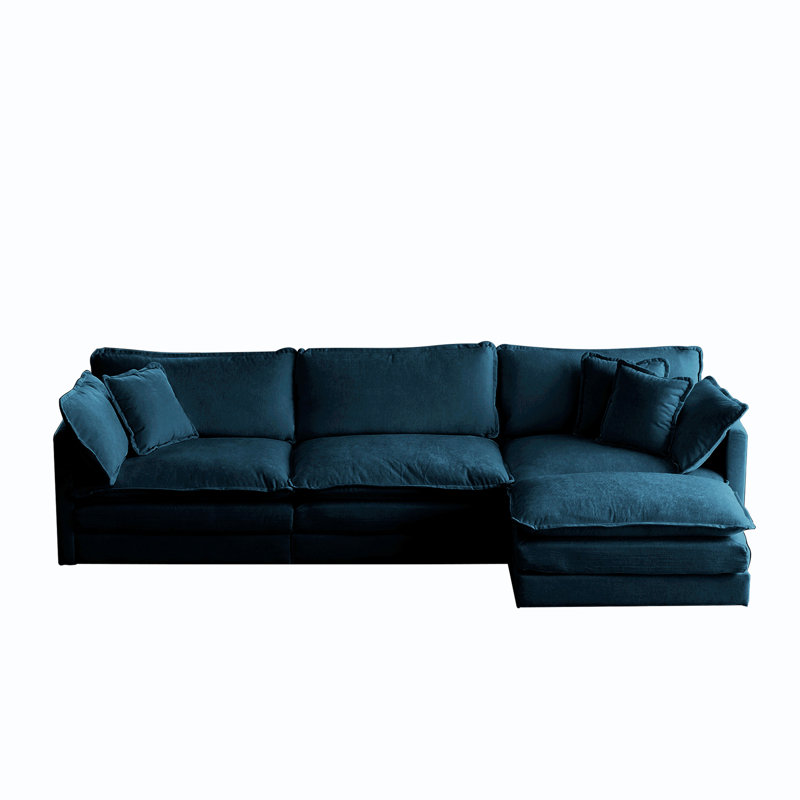 Canapé modulaire avec chenille bleue et tissu progressif réversible - Confort respirant