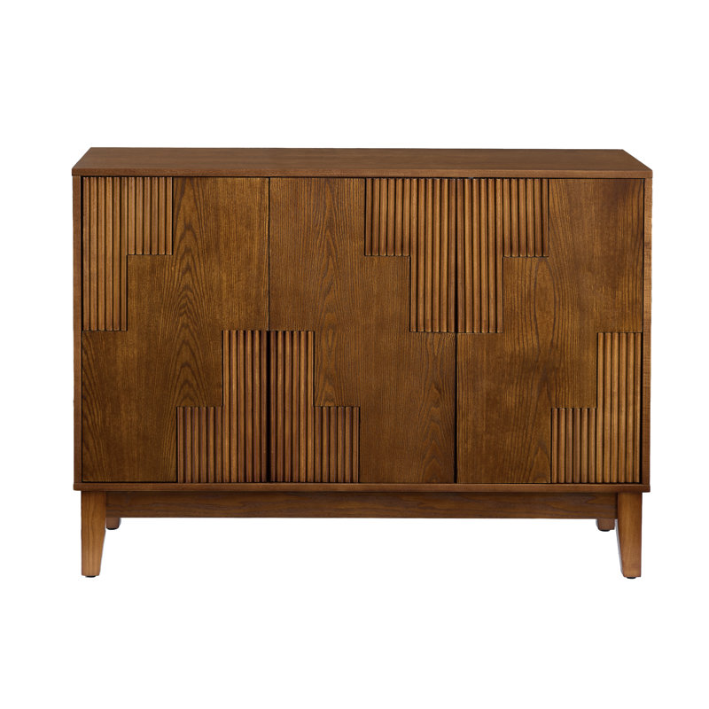 Buffet 44,3 "Mid-Century moderne avec rangement et trou de sortie, Walnut