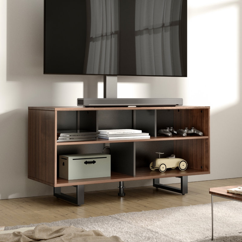 Charlotin Swivel for 32-65 inch LED Screens with Shelving, Holds up to 110 lbs, Black/Brown