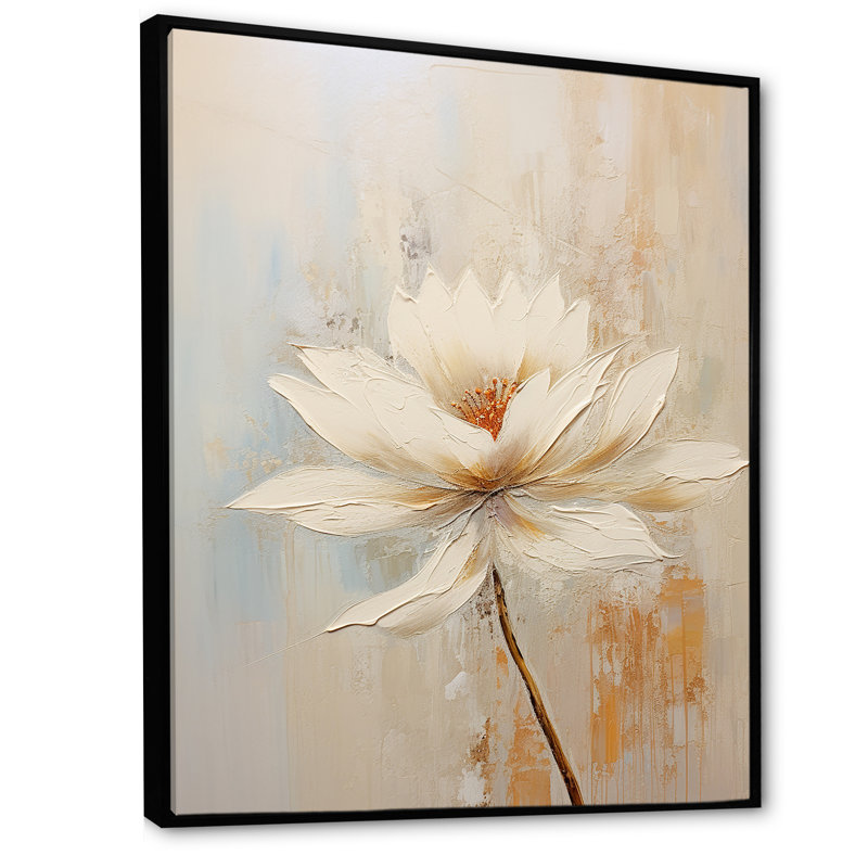 " Beige Simplicity In Petals ", Black Floater Framed, 40" H x 30" W x 1.5" D