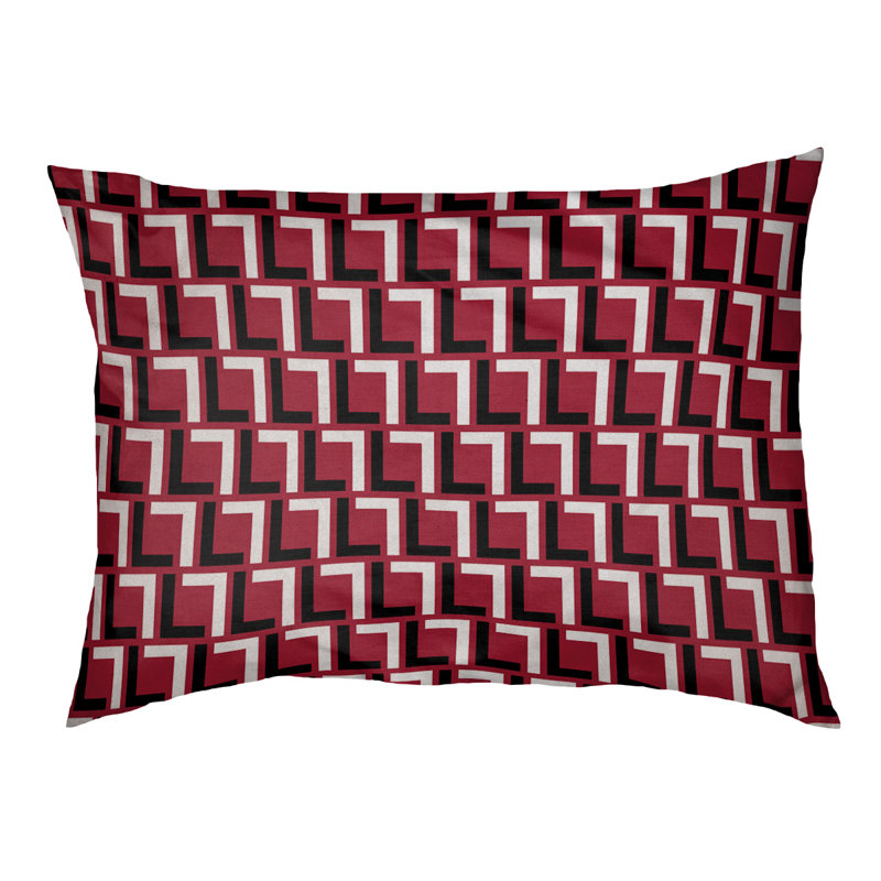 Coussin d'extérieur pour chien Tuileries, Très grand (l 40 po x P 50 po x H 6 po), Rouge / Noir / Blanc