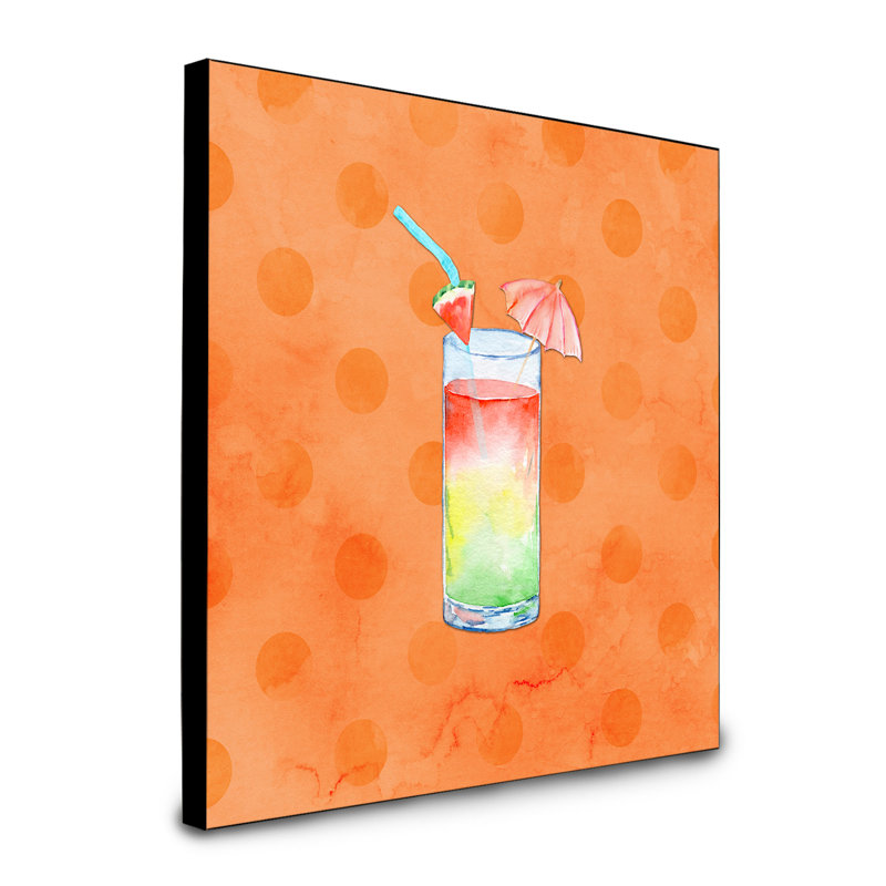 Umberella cocktailpolkadot, art encadré Anzio, Orange