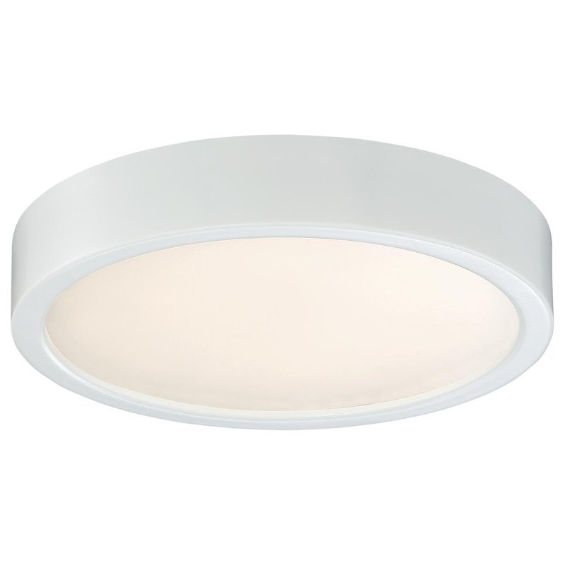 Hilmar Glass LED Flush Mount, White, 2.25" H x 8" W x 8" D