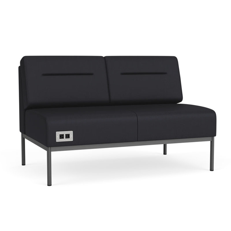Causeuse Darsey, Avec alimentation, Noir Patriot Plus, Gris anthracite