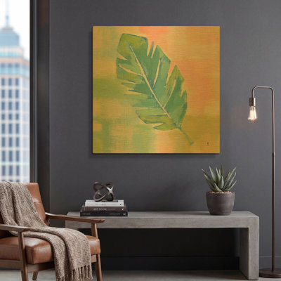 «Beach Cove Leaves III» par Studio Mousseau, art mural en métal doré, 36 po x 36 po