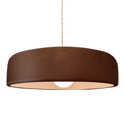 Radiance - Luminaire suspendu 1 lumière Spire - Rouille véritable - Nickel brossé - l 16 po x H 4,5 po - Cordon torsadé beige