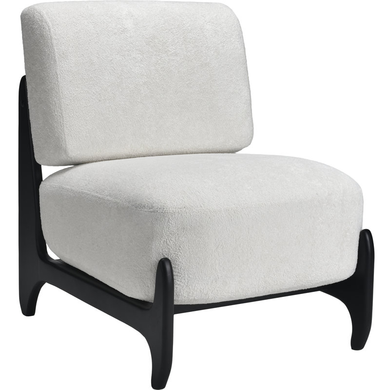 Modern Accent Chair With Solid Wood Base, Beige