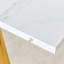 Doté d'un mécanisme rétractable astucieux, le plateau de table en panneau de fibres à densité moyenne à motif blanc et les pieds en métal doré ont une surface lisse et délicate. Le look unique crée la silhouette élégante d'une maison moderne.