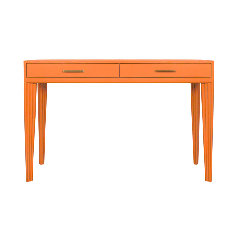 Barcelona Solid Wood Writing Desk, Citrus Orange