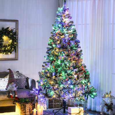 1149 Branch Christmas Tree 7.5ft, 550 Led Lights, Flocked Design, Festivity Artificial 7.5ft Tree, Colorful Leaves, Stable Base Ornament