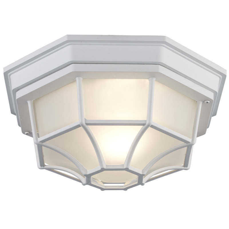 Plafonnier encastré d'extérieur à 1 ampoule Basham, Blanc, H 5 po x l 11 po x P 11 po
