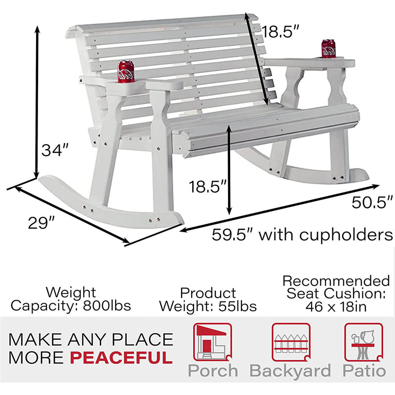 Banc berçant double Amish Casual, Teinture blanche semi-solide