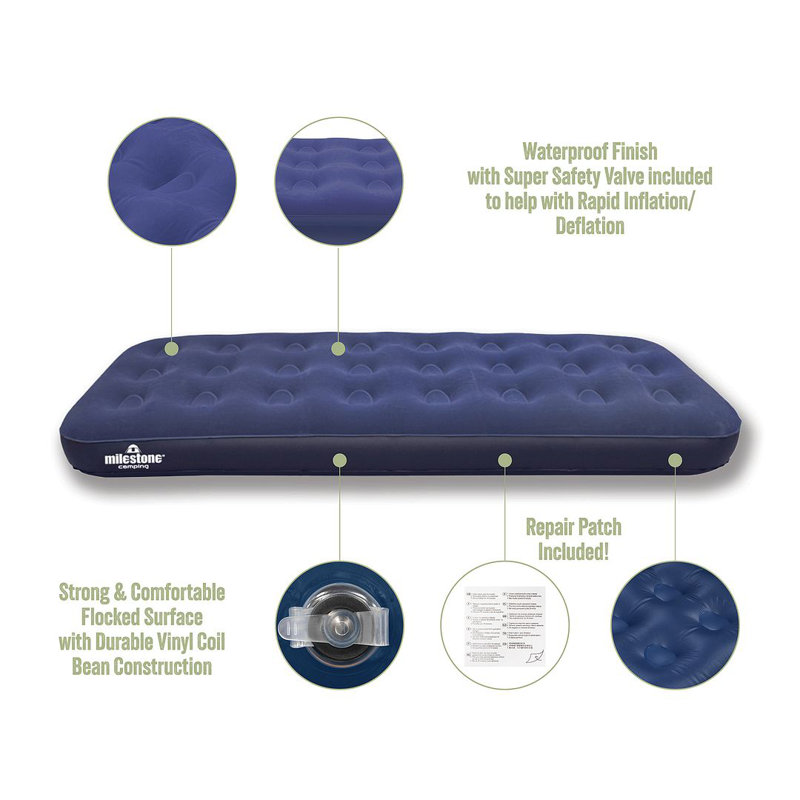 Flocked Airbed, Dark Blue, Single