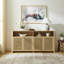 Buffet moderne en rotin de 63 po avec rangement et tablette ouverte-211745228
