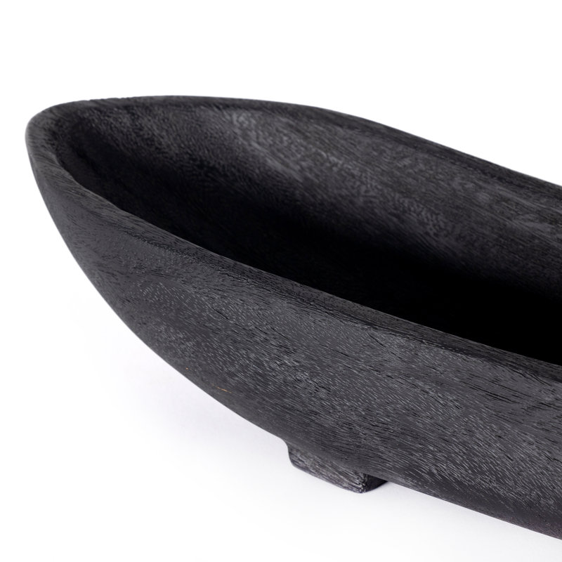 Zamora Handmade Wood Decorative Bowl, Carbonized Black