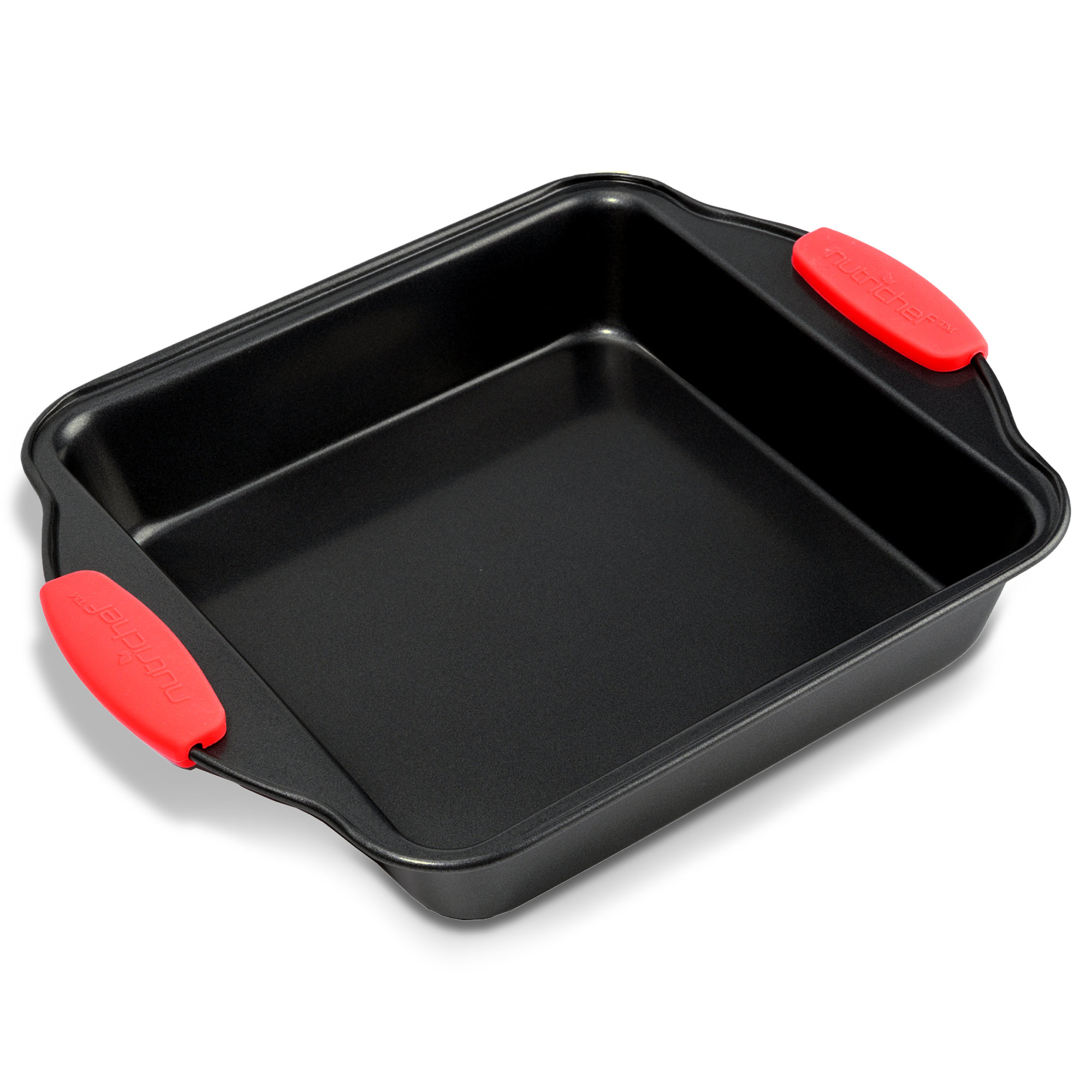 NutriChef Non-Stick Loaf Pan - Deluxe Nonstick Gray Coating Inside and  Outside with Red Silicone Handles