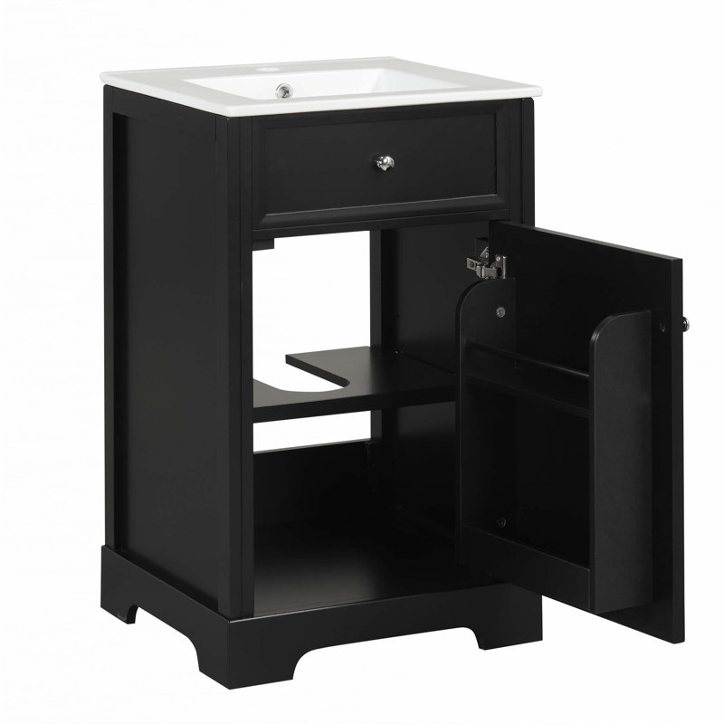Meuble-lavabo de 20 po avec lavabo, Noir
