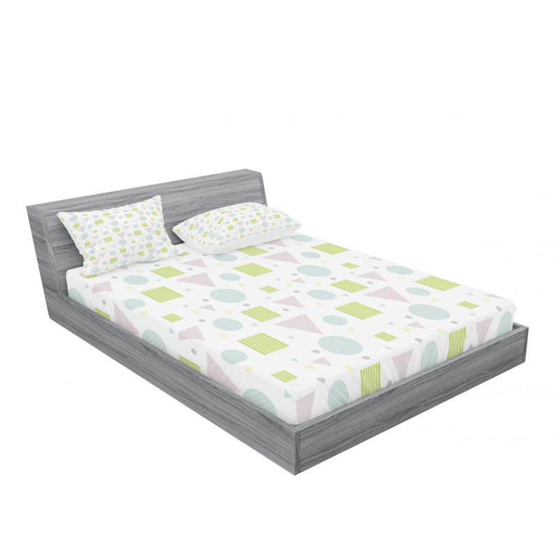 Microfiber Geometric Sheet Set, Full/Double Sheet Set with Fitted Sheet