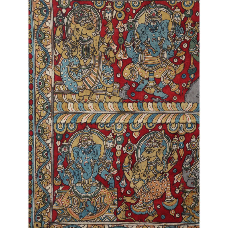 Ashta-Vinayaka Ganesha | Kalamkari, peinture sur coton