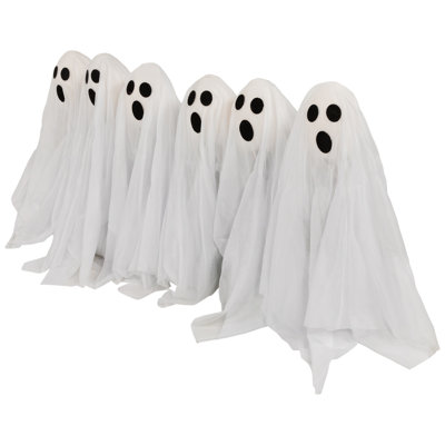 LED Lighted White Ghost Halloween Outdoor Pathway Markers 30"