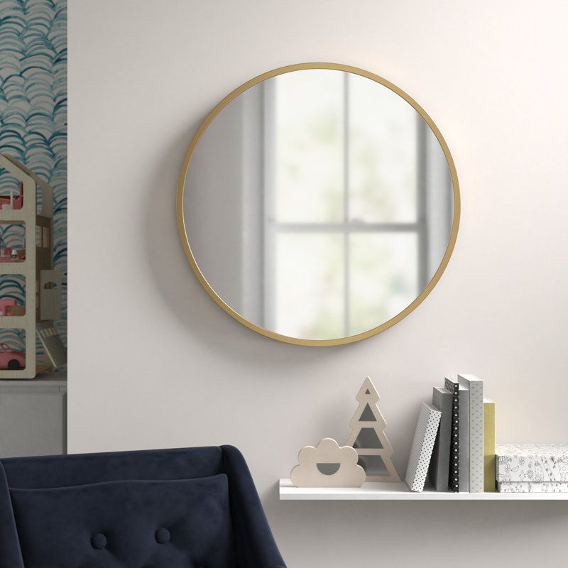 Arieah Metal Flat Wall Mirror, 31.9, Brass Gold