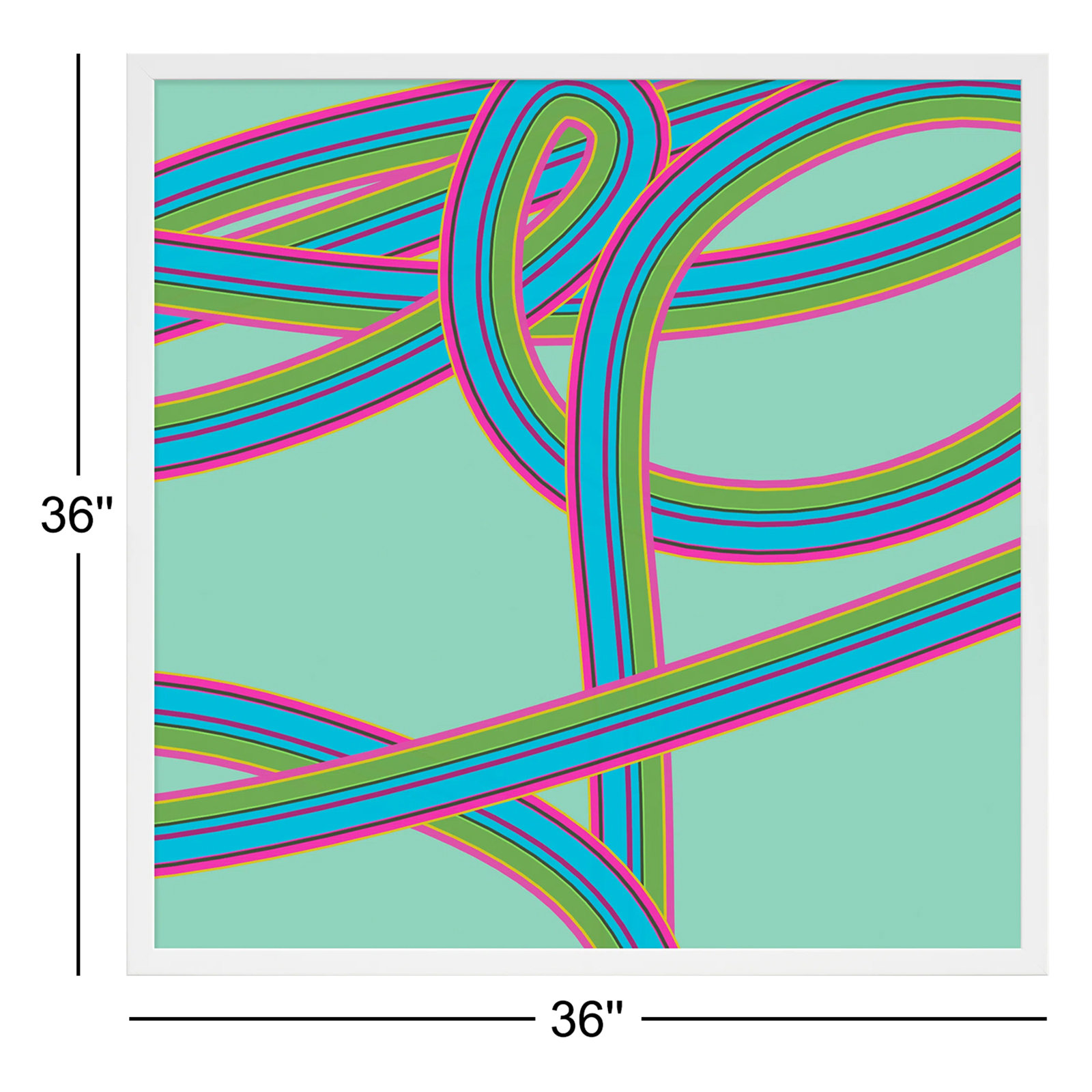 Turquoise Twist by Jacques Pilon, White, 36" H x 36" W x 1.25" D